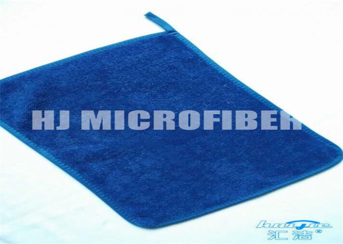 Serviettes de plat de microfiber du bleu 30 * 40, tissu ultra épais de trame de microfiber de nettoyage d'ouatine de peluche de torsion
