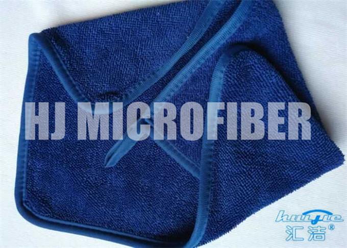 Serviettes de plat de microfiber du bleu 30 * 40, tissu ultra épais de trame de microfiber de nettoyage d'ouatine de peluche de torsion