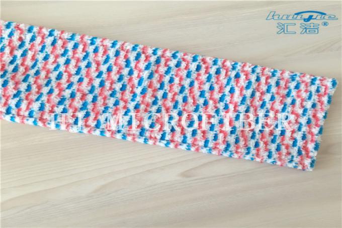 Protections formées par poche teintes par fil blanc bleu rouge de rechange de balai de têtes de balai de jacquard de Microfiber de couleur