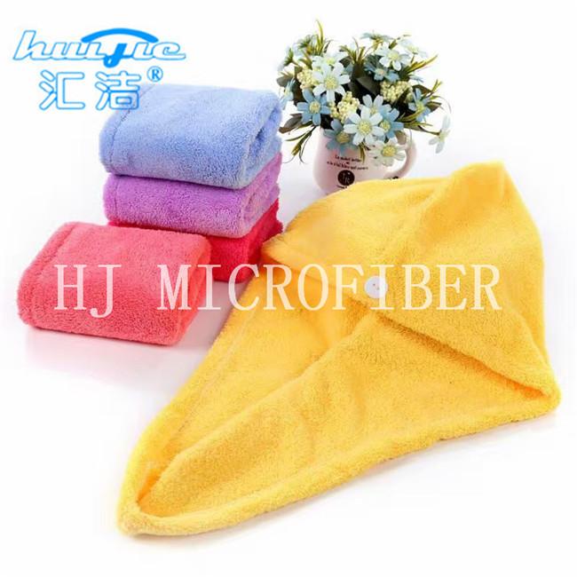 Absorption superbe de Microfiber d'ouatine de cheveux de turban de tissu de séchage de corail coloré de cheveux