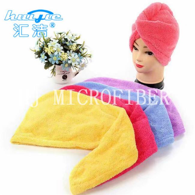 Absorption superbe de Microfiber d'ouatine de cheveux de turban de tissu de séchage de corail coloré de cheveux