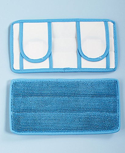 Ensemble de 2 PROTECTIONS RÉUTILISABLES de BALAI, 11" protection humide de balai de Microfiber, pile bleue de torsion avec la toile blanche