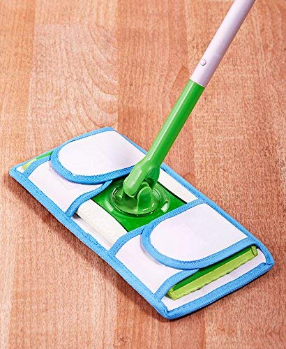 Ensemble de 2 PROTECTIONS RÉUTILISABLES de BALAI, 11" protection humide de balai de Microfiber, pile bleue de torsion avec la toile blanche