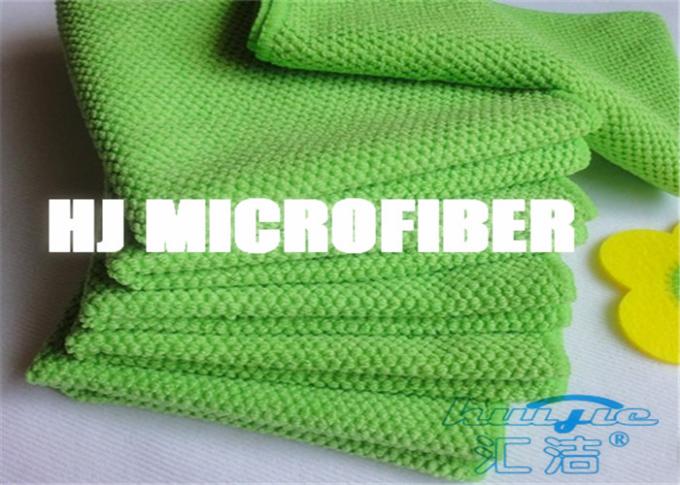 Grand chiffon de nettoyage vert de Microfiber de modèle de jacquard de perle de polyester/polyamide avec l'absorption forte