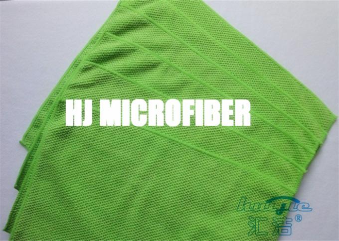 Grand chiffon de nettoyage vert de Microfiber de modèle de jacquard de perle de polyester/polyamide avec l'absorption forte