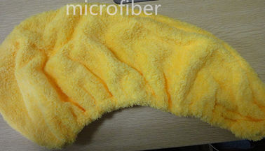 bouton de corail de cristal de serviettes de sèche-cheveux de turban de Microfiber d'ouatine de la femme 350gsm