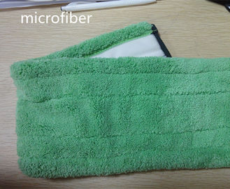 Ouatine de corail de vert de fois du balai de poussière de Microfiber 13*51cm soutenant les protections humides de balai de Velcro blanc