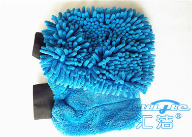 Gant 100% de lavage de Microfiber de polyester avec la manchette élastique, gants de lavage de voiture