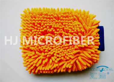 À séchage rapide orange ensoleillé de long de cheveux de Chenille de Microfiber gant de lavage, anticorrosif