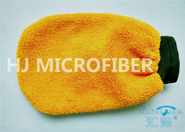 Polyester de corail orange 4,4&quot; du gant 80% de station de lavage de Microfiber d'ouatine x 8,8&quot;