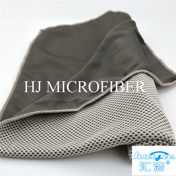 Serviette de plage grise adaptée aux besoins du client de Bath de forme de place de couleur de serviette de chiffon de nettoyage de Microfiber 40*60cm