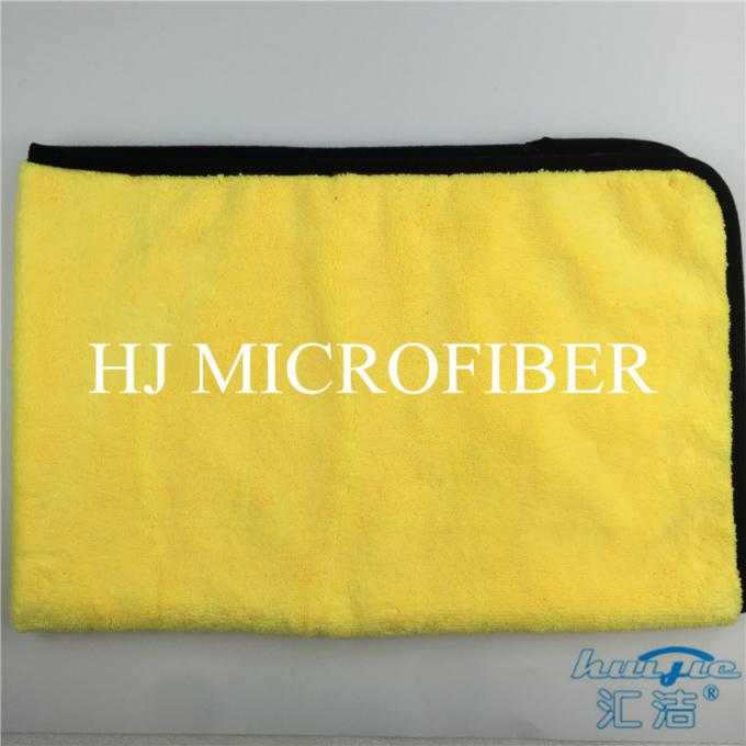 Serviette de corail épaisse superbe de tissu d'ouatine de Microfiber de couleur jaune pour des serviettes de nettoyage de voiture