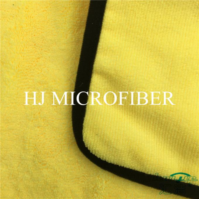 Serviette de corail épaisse superbe de tissu d'ouatine de Microfiber de couleur jaune pour des serviettes de nettoyage de voiture