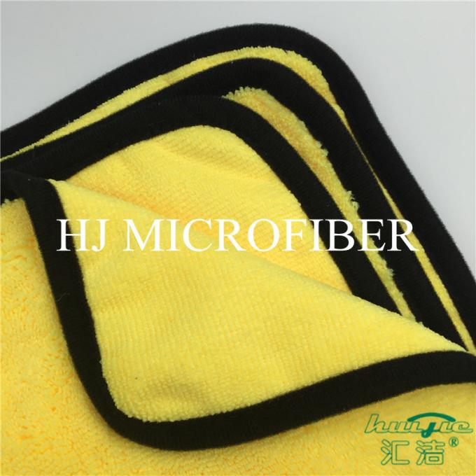Serviette de corail épaisse superbe de tissu d'ouatine de Microfiber de couleur jaune pour des serviettes de nettoyage de voiture
