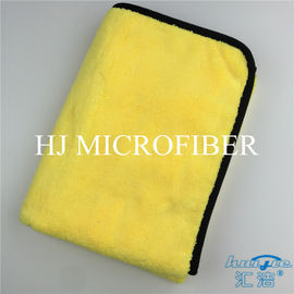 Serviette de corail épaisse superbe de tissu d'ouatine de Microfiber de couleur jaune pour des serviettes de nettoyage de voiture