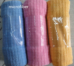 Microfiber serviettes de nettoyage de cuisine de trellis du jaune 260gsm de 30 * de 40cm pour la salle de bains de voiture