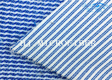 Tissu dur blanc mélangé bleu de chiffon de nettoyage de fil de tissu de Microfiber Terry de couleur