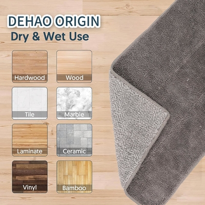 Tapis de vadrouille en microfibre double face professionnel, tapis de vadrouille humide et sec domestique pour le bois dur, le stratifié, le nettoyage des sols carrelés
